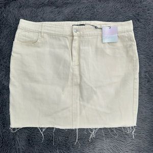 Cream Denim Skirt - Missguided